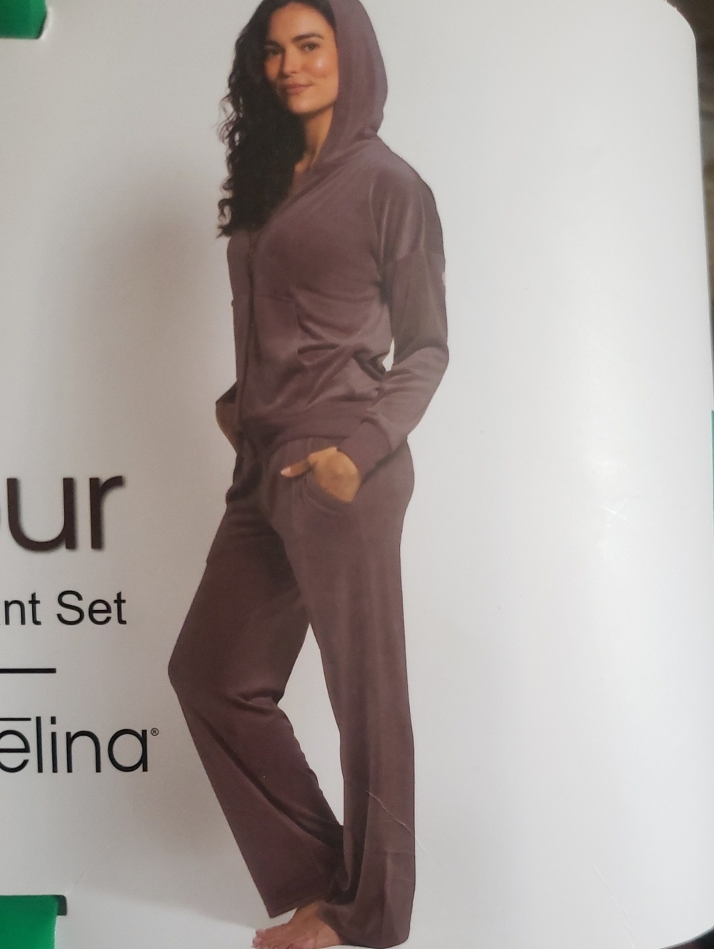 Felina Velour Hooded Lounge Set Mauve Size XL